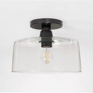 Threshold Black Semi FlushMount Ceiling Light w Clear Glass By Studio McGee NEW